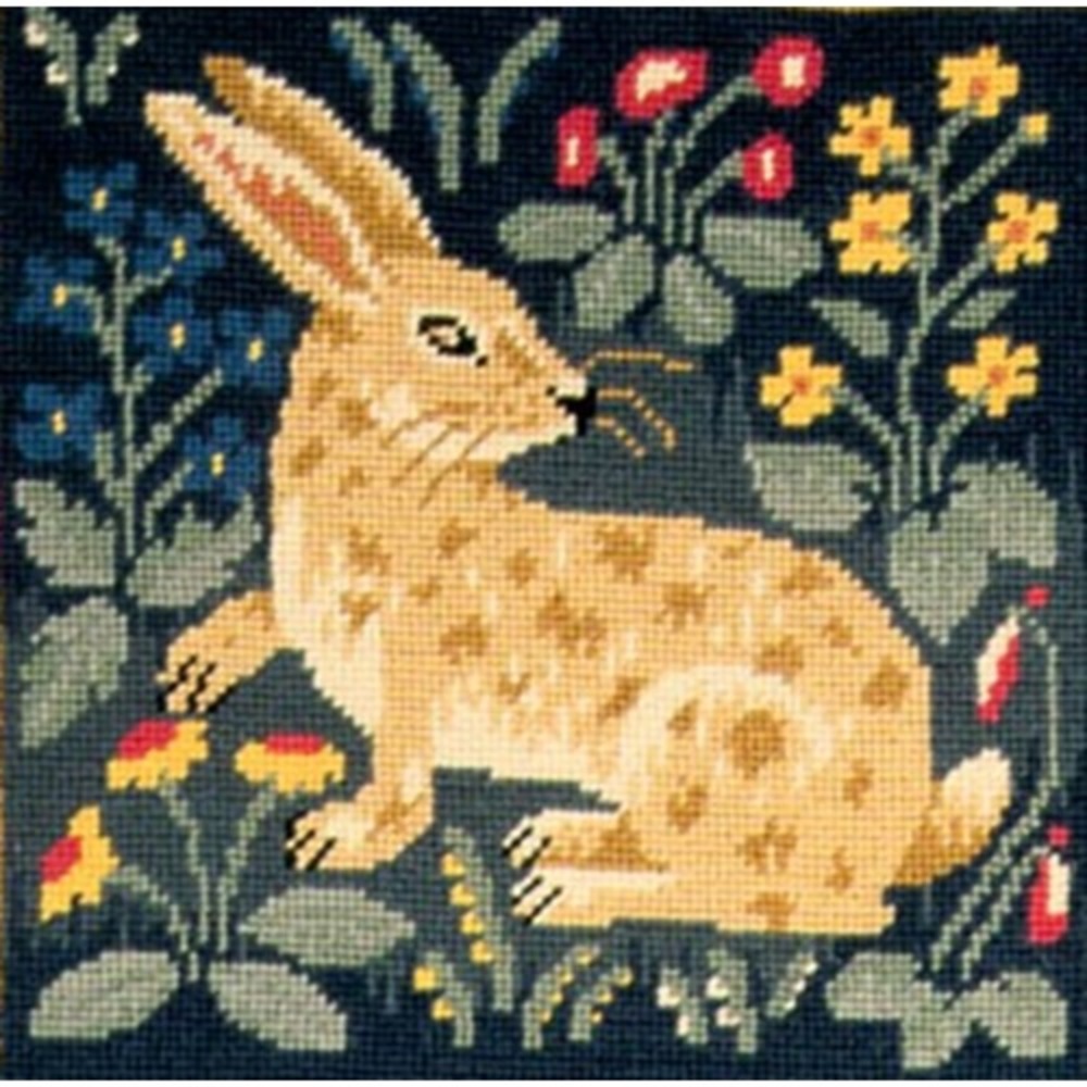 Ehrman Medieval Hunting Rug Rabbit Needlepoint Canvas Candace Bahouth Vintage